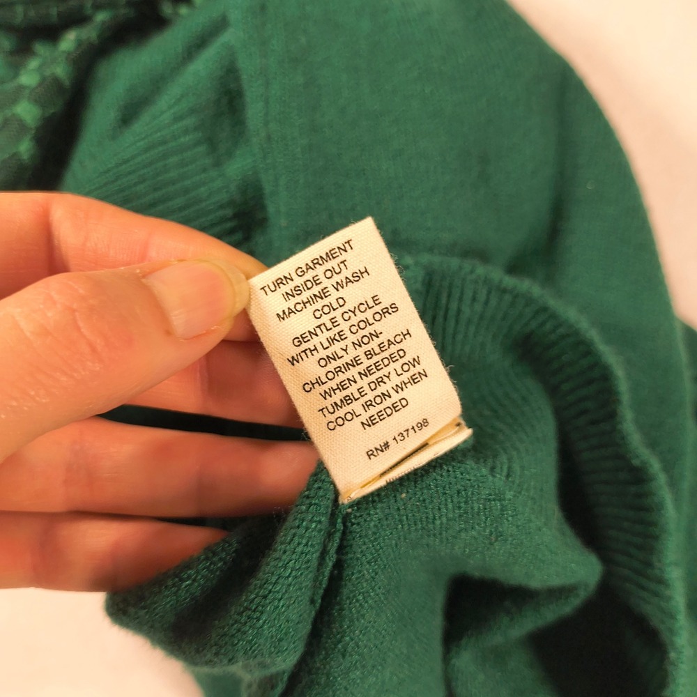 Marled Green Turtleneck Sweater Size M Sheer‎ Balloon Sleeve Pullover Chic Top - Picture 7 of 11